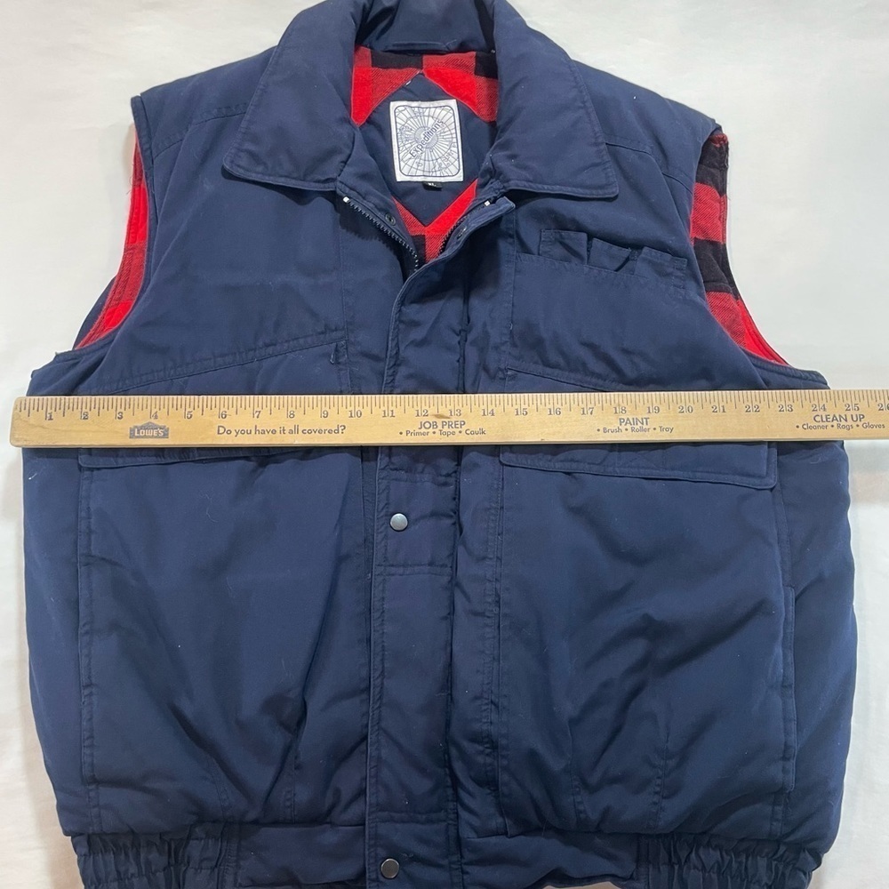 Expeditions Vest Men XL Blue Plaid Blanket Lined Utility Cargo Adult BROKEN ZIP* - Picture 9 of 11